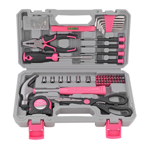 55 Piece Home Maintenance <b>Tool</b> <b>Set</b> With Hammer Pliers Scissors Steel <b>Tools</b> In Hard Case 1/4 In Hex Socket Drive - Product Image 2
