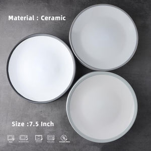 Assiette en céramique sous glaçure personnalisée avec logo pour hôtels et restaurants, petite assiette à dessert et salade de 7,5 pouces, vente en gros - Product Image 2