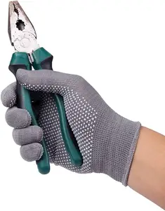 Gants à pois en PVC et Polyester tricotés de calibre 13, gants à pois en Nylon PVC pour le travail, gants d'inspection des mains