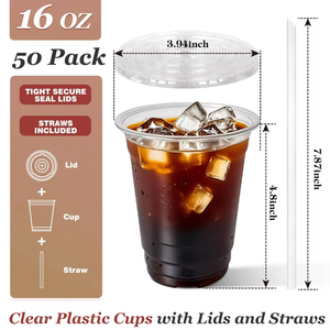 Custom Logo Clear PET Drink Bubble <b>Tea</b> Disposable Plastic <b>Cups</b> Coffee 14oz 16oz 20oz 24oz <b>Cup</b> With Lids - Product Image 4