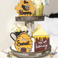 Honey Bee Blocks Beehive Mini Wood Block Signs Décoration