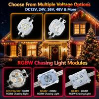 Projecteur de piste extérieur permanent RGBWW 48V 20mm pour lumières de Noël et de fêtes, 200ft 400ft 500ft, IP68