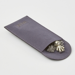Customized Velvet Jewelry Bag with Magnet Grey Jewelry Packaging Flap Small Envelope Dust Bag Jewelry Pouch with logo Embroidery - Product Image 6