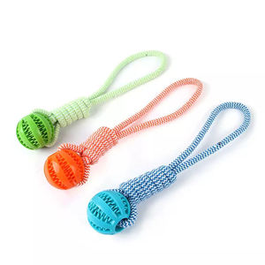 New Cotton Rope <b>Dog</b> Interactive Toy Hand Pull Leaky <b>Ball</b> <b>Dog</b> Chew Toy Rubber <b>Ball</b> Chewing <b>Dog</b> Rope Toy - Product Image 5