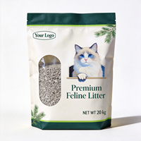 Sachet pour litière pour chat imprimé sur mesure à 8 soudures latérales, pochette à fond plat refermable de qualité alimentaire avec fenêtre transparente