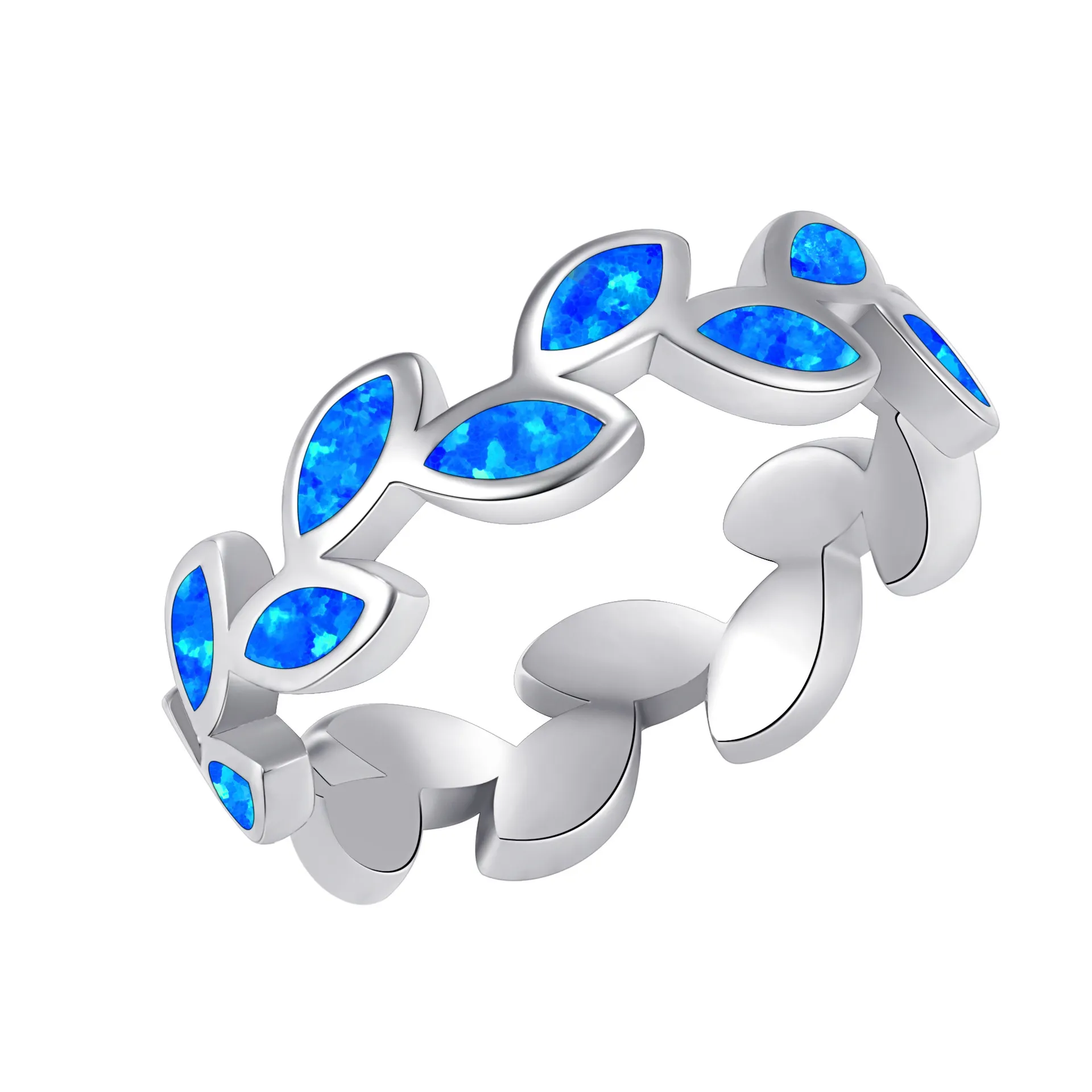 Fashion Leaf Shape Ring Unisex Personality Shiny Egg White Ring