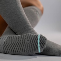 Chaussettes de compression antidérapantes en bambou, hauteur genou, port quotidien, respirantes, personnalisées, grises, antidérapantes, compression 15-20 mmHg