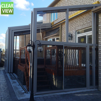 CLEARVIEW Véranda triangulaire moderne rétractable en aluminium pour 4 saisons, idéale pour appartements et hôtels