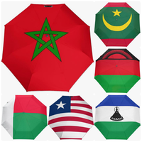 Parapluie pliant entièrement automatique à motif de drapeau culturel du Maroc, de la Mauritanie, de Madagascar, de la Libye et du Libéria, style thématique national