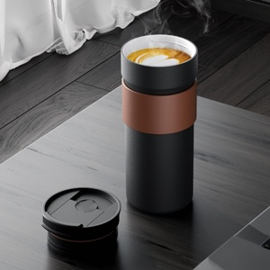 400ml Office Cup Reusable Double Wall Stainless Steel Tritan Vacuum Mug Non-Slip Case Keeps <b>Drinks</b> <b>Hot</b>/Cold 24hrs Eco-Friendly - Product Image 2