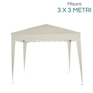 Gazebo Impermeable 3x3 con Estructura Metálica Beige para Jardín, Terraza y Uso en Exteriores - Product Image 2