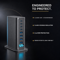 Chargeur de bureau GaN 520W, station de charge 8 ports, 4C PD100W 4A QC30W, affichage visuel, 8 appareils pour téléphone et montre