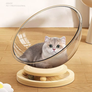 Cápsula espacial nido de gato cuatro estaciones universal de alto acrílico transparente plato giratorio de madera maciza suministros para mascotas. - Product Image 2