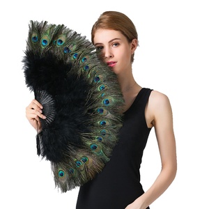 Con Công Tự Nhiên Lông Cầm Tay <span class=keywords><strong>Fan</strong></span> Hâm Mộ Cho Phụ Nữ Trang Phục Hiển Hiện Tea Party Holiday Cung Cấp Khiêu Vũ Cô Dâu Trang Trí Đám Cưới Phụ Kiện - Product Image 1