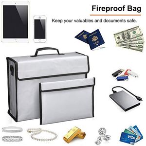 CUSTOM 100% <b>Fireproof</b> Fiberglass <b>Box</b> File New Money Safe <b>Document</b> Storage Bag with Zipper Closure - Product Image 3