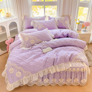 <span class=keywords><strong>2025</strong></span> New Cotton Quilted 4Pcs Duvet Cover Set Mô Hình Rắn Bộ Đồ Giường Đám Cưới Cho Nhà Sử Dụng Sanding Kỹ Thuật - Product Image 4