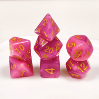 Set Dadu Polihedral DND Glitter Pink Kustom untuk Permainan Papan