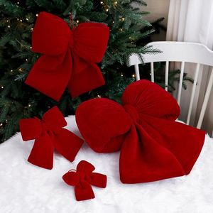 Grand Nœud 3D en Velours Rouge pour Arbre de Noël, Décoration de Fenêtre Transfrontalière, Stock pour Décorations Festives - Product Image 1