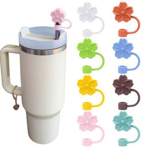 Hot Sale Flower Silicone <b>Straw</b> Cover Cap for Design Cup, 10mm/0.4in <b>Reusable</b> <b>Straw</b> Topper Tips Lids, Cute Gift Party Decor - Product Image 1