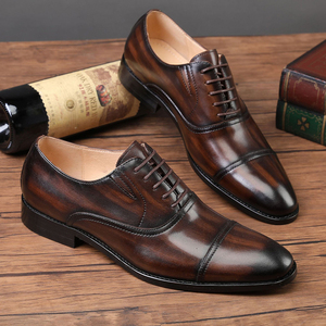 Nuevos Zapatos Oxford de Vestir para Hombre, Estilo Europeo, con Puntera Reforzada, de Cuero Genuino, Diseño con Elevador Oculto, Acabado Antiguo Pulido - Product Image 3
