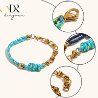 Bracelet en chaîne circulaire tressée à la main en acier inoxydable Dingran Europe et Amérique, tendance, plaqué or 18 carats, pour mariage