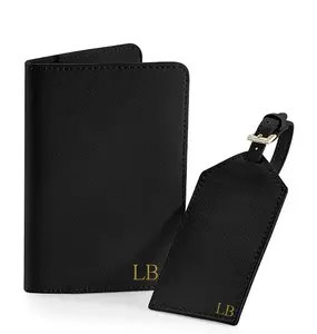 High Quality Leather Passport Cover And Luggage Tag Travel Set