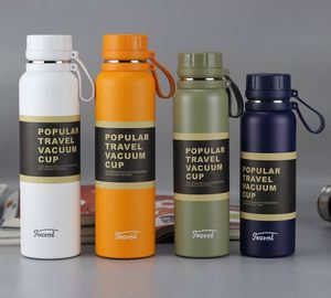 New Designed Travel Silicone Handle Double Wall Stainless <b>Steel</b> Insulated Water <b>Bottle</b> with Custom logo - Product Image 3