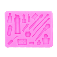 Cetakan Silikon 3D Bentuk Persegi Panjang 17 Buah untuk Kosmetik Palsu, Lipstik, Eyeshadow, Cat Kuku, Kuas Makeup, Grafik DIY, Kue Fondant