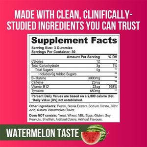 Complément alimentaire en gommes à mâcher sans sucre, végétalien, à base de bêta-alanine, de caféine et de vitamine B12, stimulant énergétique, avec <span class=keywords><strong>tyrosine</strong></span>, en marque privée OEM - Product Image 6