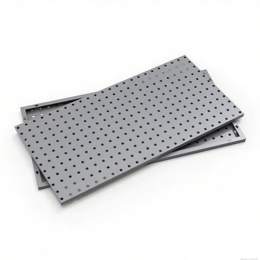 Panneau perforé en métal de couleur grise