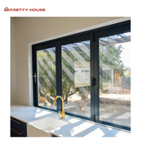 Fenêtre pliante horizontale insonorisée en verre trempé sur mesure pour bureau, fenêtres à double vitrage à isolation thermique
