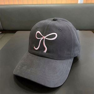 Wholesale <b>Plain</b> Bow Embroidery Baseball <b>Cap</b> Customized 6 Panel Casual Outdoor Baseball <b>Cap</b> for Women - Product Image 1