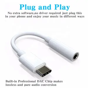 Cantell Medium Quality Hot Sale C Type To 3.5mm DAC Headphone Audio Jack Adapter Cable With Box Packaging