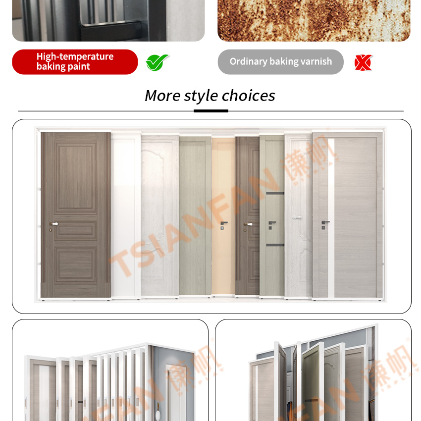 Tsianfan Factory Price Showroom Floor Sample Wooden Doors Pull-Out Displays Cabinet Sliding Metal Wood Door Display Stand Rack