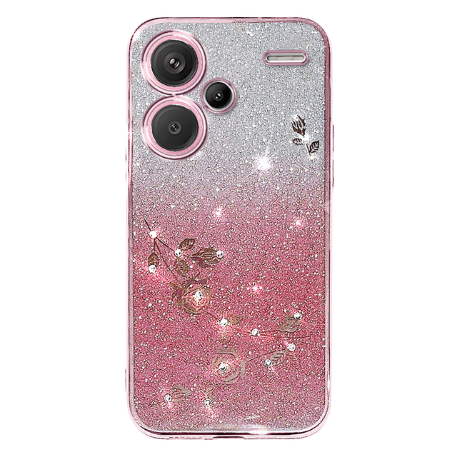 Phone Case Luxury Glitter Gradual Plating Diamond Flowers for Xiaomi Redmi Note 13 13pro 4G 5G Note 13pro Plus Mobile Phone Case