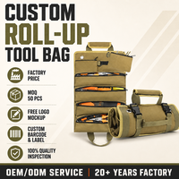 Sac de rangement pour outils portable, à enrouler, avec compartiments zippés, organiseur de clés, sac de transport pour outils, pour l'entretien du garage