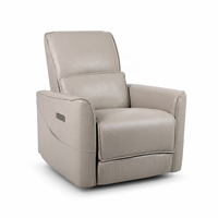 Fauteuil inclinable électrique moderne avec base pivotante, revêtement en cuir, fonction extensible et structure en bois