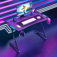 Wqantum Gaming Table Z-Shaped Gaming PC Desk with Carbon Fiber Desktop Computer Game Desk Table for Gamer