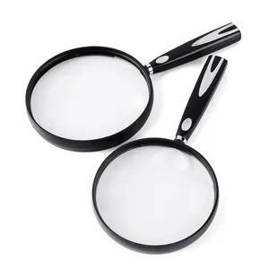 Hand Held 107mm Magnifier 4X 6X Reading Glass Lens Logo OEM Light Glasses Spot Mounted Glass Novelty Customized Children Black