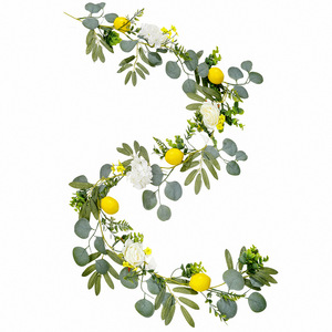 Guirlande artificielle de citrons Zongwang 175 cm, décoration de mariage avec roses blanches et gypsophile pour la maison ou les événements - Product Image 5