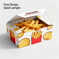 Boîte d'emballage en carton pour frites et sushis, personnalisée, jetable, en matériaux recyclés, avec poignée pour les frites à emporter