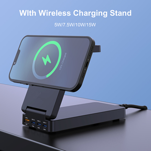 110W GaN USB C Charger 7 in 1 Wireless Fast Charger Desk Table Charger Multifunction <strong>USBC</strong> Charging <strong>Dock</strong> With 4Port Power Adapter - Product Image 2