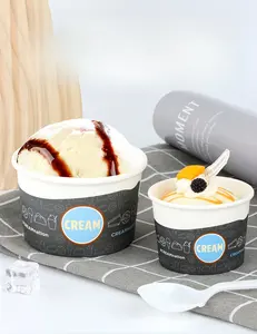 500 personnaliser les tasses à glace avec le conteneur de baignoire à crème glacée avec logo de conception personnalisée compostable