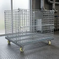 Conteneur en treillis métallique pliable robuste à demi-portes, cage à palettes métallique empilable durable pour usine et atelier