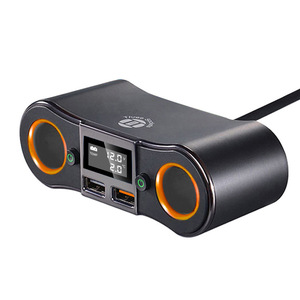 ZNB02 Dual Car Cigarette Lighter Splitter QC3.0 Fast Charger <b>with</b> 2 <b>USB</b> Ports, 12V/24V 80W Car Charger Adapter <b>with</b> LED Voltage - Product Image 3
