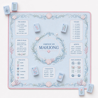 Tapis de jeu de mahjong en néoprène bleu pastel de luxe, anti-bruit, avec sac de transport, idéal pour les cadeaux