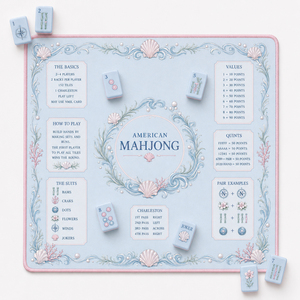 Tapete de Lujo para Mesa de Mahjong con Diseño de Conchas Marinas en Azul Pastel, Tapete de Neopreno Antideslizante para Juegos con Bolsa de Viaje para Regalos - Product Image 1