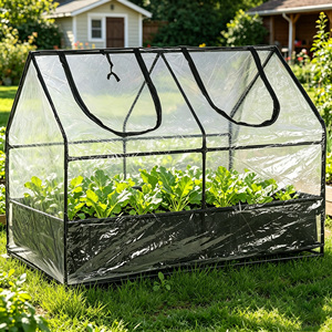 Portable Mini Modern <b>Raised</b> <b>Bed</b> UV-Resistant Tunnel Greenhouse Powder Coated Iron <b>Frame</b> PVC Cover Cold <b>Frame</b> Zipper Window - Product Image 5