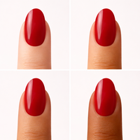 Faux ongles réutilisables en gel souple à presser, forme amande moyenne, rouges, pour marque privée