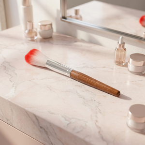 Pennello per Trucco Occhi BL Lashes con Manico in Legno Rosa di Lusso, Pennello Sintetico Piatto e a Ventaglio Portatile per Applicazione di Fondotinta e Cipria - Product Image 2